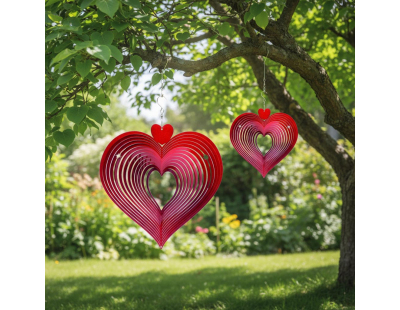 Mobile à vent coeur rouge (15 x 15 x 5 cm)