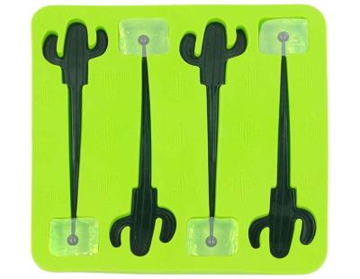 Moule à glaçons avec 4 agitateurs cactus (Lot de 3)