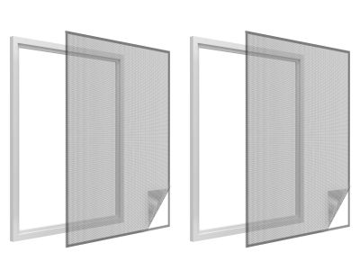 Moustiquaire fenêtre anthracite 18g/m² bande auto-agrippante 7,5 mm (Lot de 2)