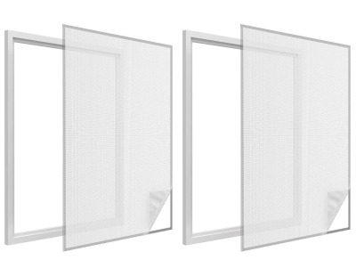 Moustiquaire fenêtre blanc 28g/m² bande auto-agrippante 9,5 mm (Lot de 2)