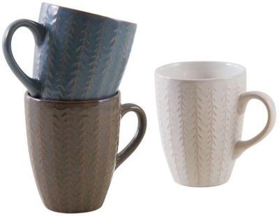 Mug classique en grès Chevrons (Lot de 3)