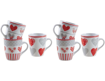Mug en grès coeur rouge (Lot de 6)
