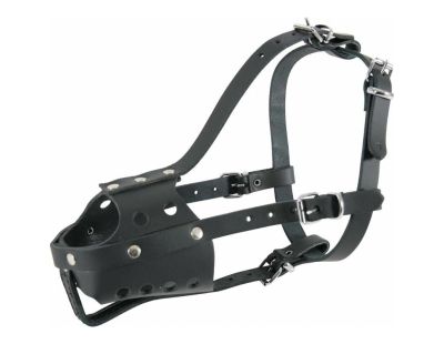 Muselière en cuir pour chien type police noire (Taille 5)