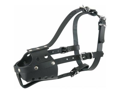 Muselière en cuir pour chien type police noire (Taille 6)