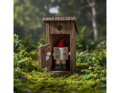 Nain de jardin dans cabanon en résine 20 cm