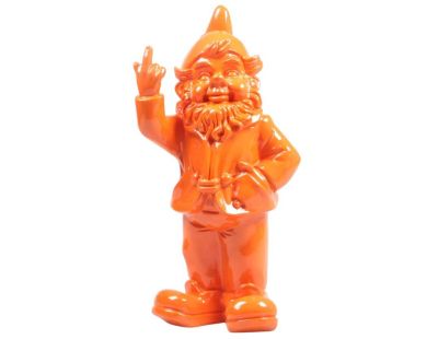 Nain de jardin en résine doigt d'honneur 7 x 8 x 20 cm (Orange)