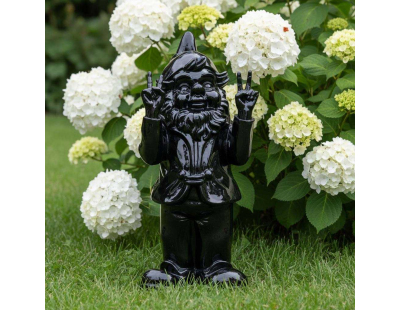 Nain de jardin en résine 13 x 11 x 31 cm Peace (Noir)