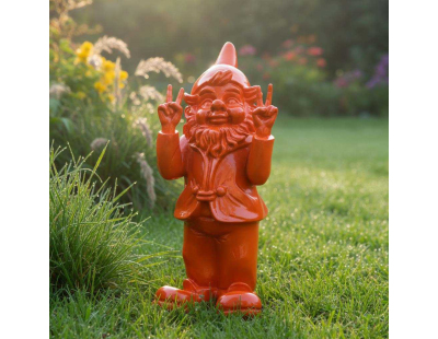 Nain de jardin en résine 13 x 11 x 31 cm Peace (Orange)