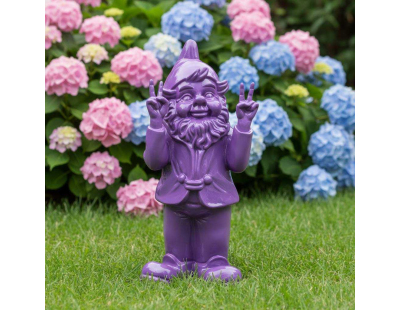 Nain de jardin en résine 13 x 11 x 31 cm Peace (Violet)