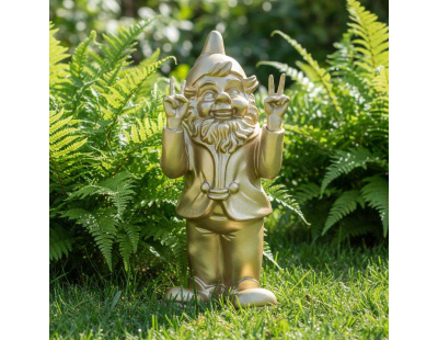 Nain de jardin en résine 13 x 11 x 31 cm Peace (Doré)