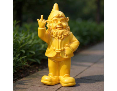 Nain de jardin en résine doigt d'honneur 7 x 8 x 20 cm (Jaune)
