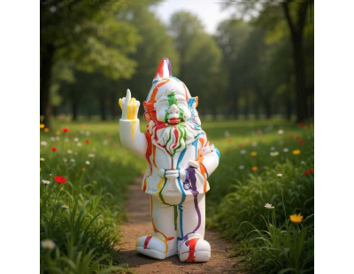 Nain de jardin en résine doigt d'honneur 7 x 8 x 20 cm (Multicolore)