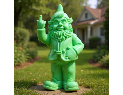 Nain de jardin en résine doigt d'honneur 7 x 8 x 20 cm (Vert)