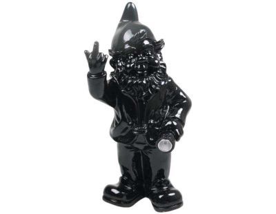 Nain de jardin en résine F*ck avec éclairage solaire 16 x 12 x 31 cm (Noir)