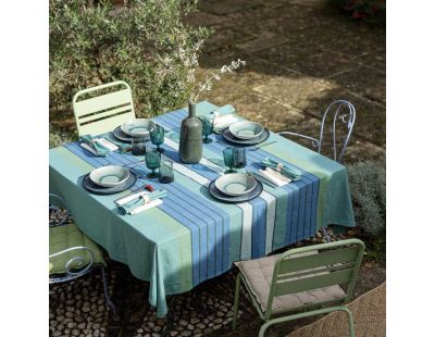 Nappe en coton recyclé Yuna 170 x 250 cm (Paon)