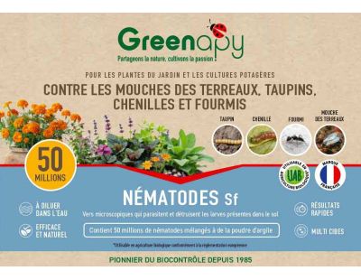 Nématodes Sf anti mouches des terreaux - taupins - chenilles du potager - chenilles du verger (50 millions de nématodes)
