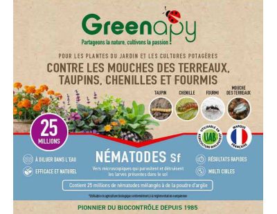 Nématodes Sf anti mouches des terreaux - taupins - chenilles du potager - chenilles du verger (25 millions de nématodes)