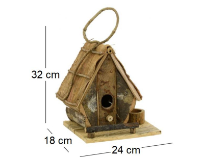 Nichoir en bois avec mangeoire  à suspendre Tunga