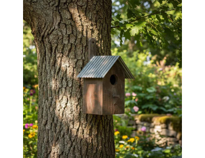 Nichoir oiseau bois et zinc