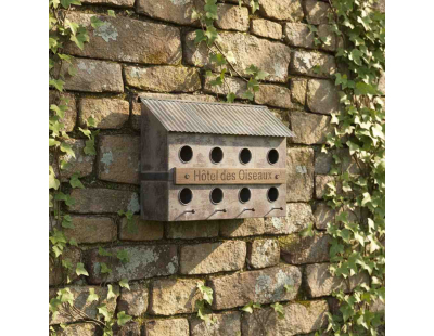 Nichoir 8 oiseaux en fer et sapin Hôtel des oiseaux