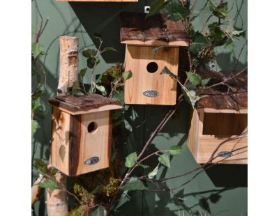 Nichoir pour oiseaux avec toît en écorce (Rouge gorge)
