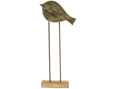 Oiseau déco sur socle (Vert/Naturel)