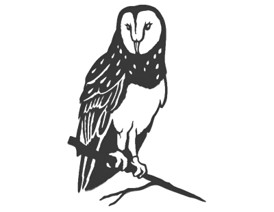 Oiseau sur pique chouette effraie en acier corten