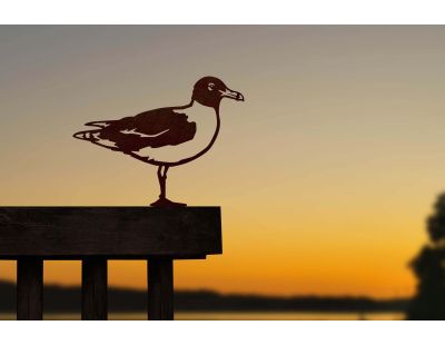 Oiseau sur pique goeland chthyaete en acier corten