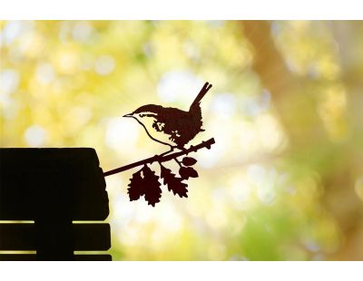 Oiseau sur pique troglodyte mignon en acier corten