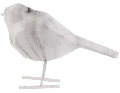 Oiseau en résine blanc effet marbre Origami (Petit modèle)