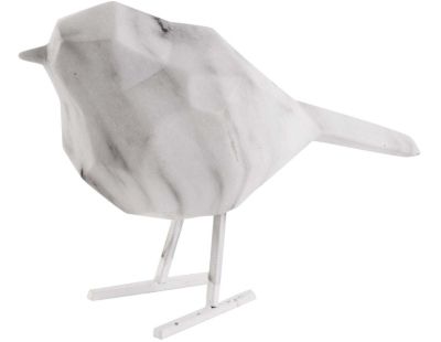 Oiseau en résine blanc effet marbre Origami (Petit modèle)