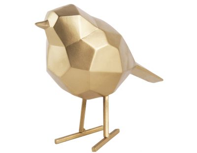 Oiseau en résine mat origami 17cm (Doré)