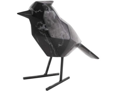 Oiseau en résine noir effet marbre Origami (Grand modèle)