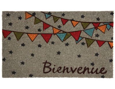 Tapis paillasson d'intérieur 75x25 lavable gris avec 3 coeurs clairs