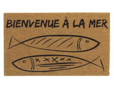 Paillasson coco intérieur extérieur 75 x 45 cm (Poissons bienvenue à la mer)