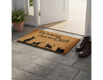 Paillasson coco intérieur extérieur 75 x 45 cm (Bienvenue chez mon chat)