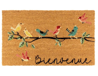 Paillasson coco intérieur extérieur 75 x 45 cm (Bienvenue oiseaux)