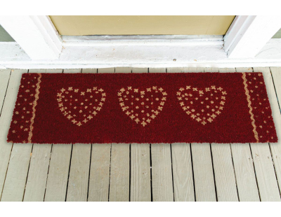 Paillasson en coco rouge 3 coeurs