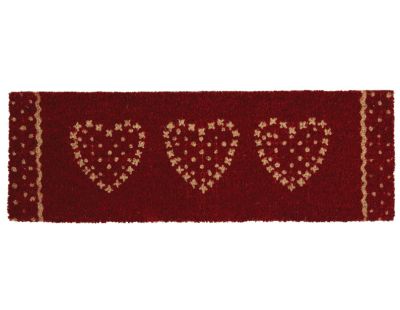 Paillasson en coco rouge 3 coeurs