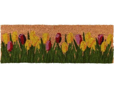 Paillasson en fibre de coco 75 x 25 cm Tulipes