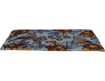 Paillasson en fibres de coco Flowers and bird (Bleu)