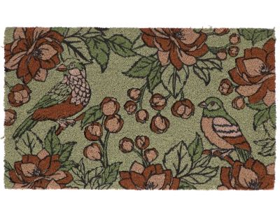 Paillasson en fibres de coco Flowers and bird (Vert)