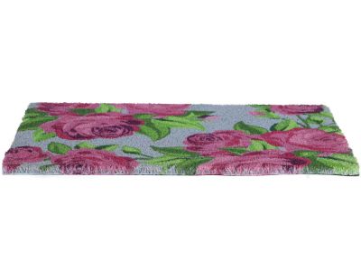 Paillasson en fibres de coco Roses (Fond bleu)