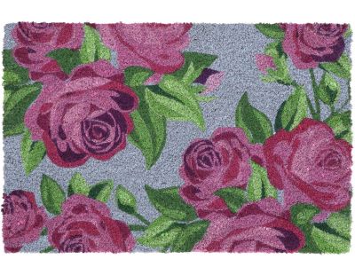Paillasson en fibres de coco Roses (Fond bleu)