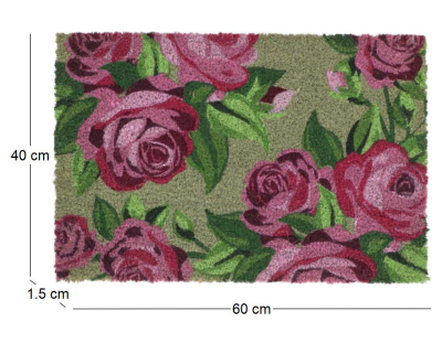 Paillasson en fibres de coco Roses (Fond vert)