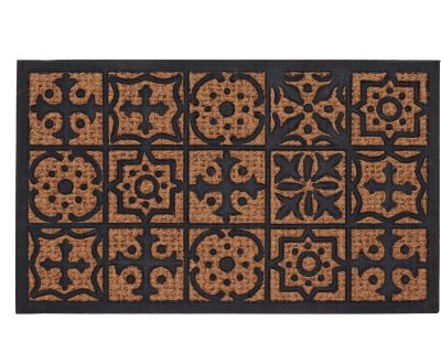 Paillasson en fibres de coco et caoutchouc avec motifs 75 x 45 cm (Mosaique)