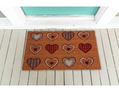 Paillasson coco intérieur extérieur 75 x 45 cm (12 coeurs)