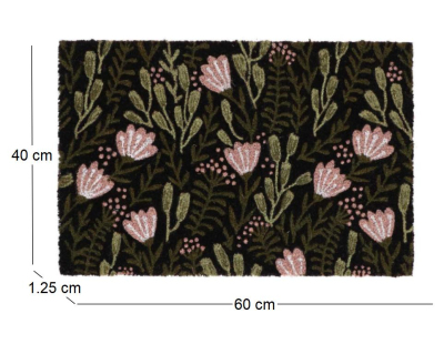 Paillasson en fibres de coco floral noir