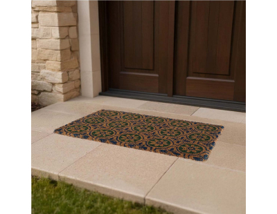 Paillasson en fibres de coco à motifs 75 x 45 cm (Fleurs)