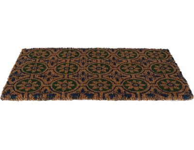 Paillasson en fibres de coco à motifs 75 x 45 cm (Fleurs)